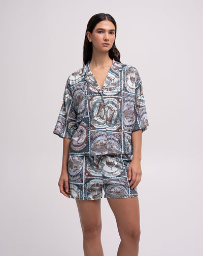 Short de pijama estampado mujer