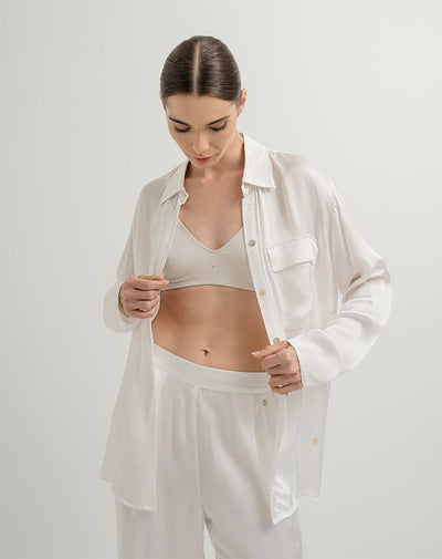 Camisa de pijama mujer satín vainilla