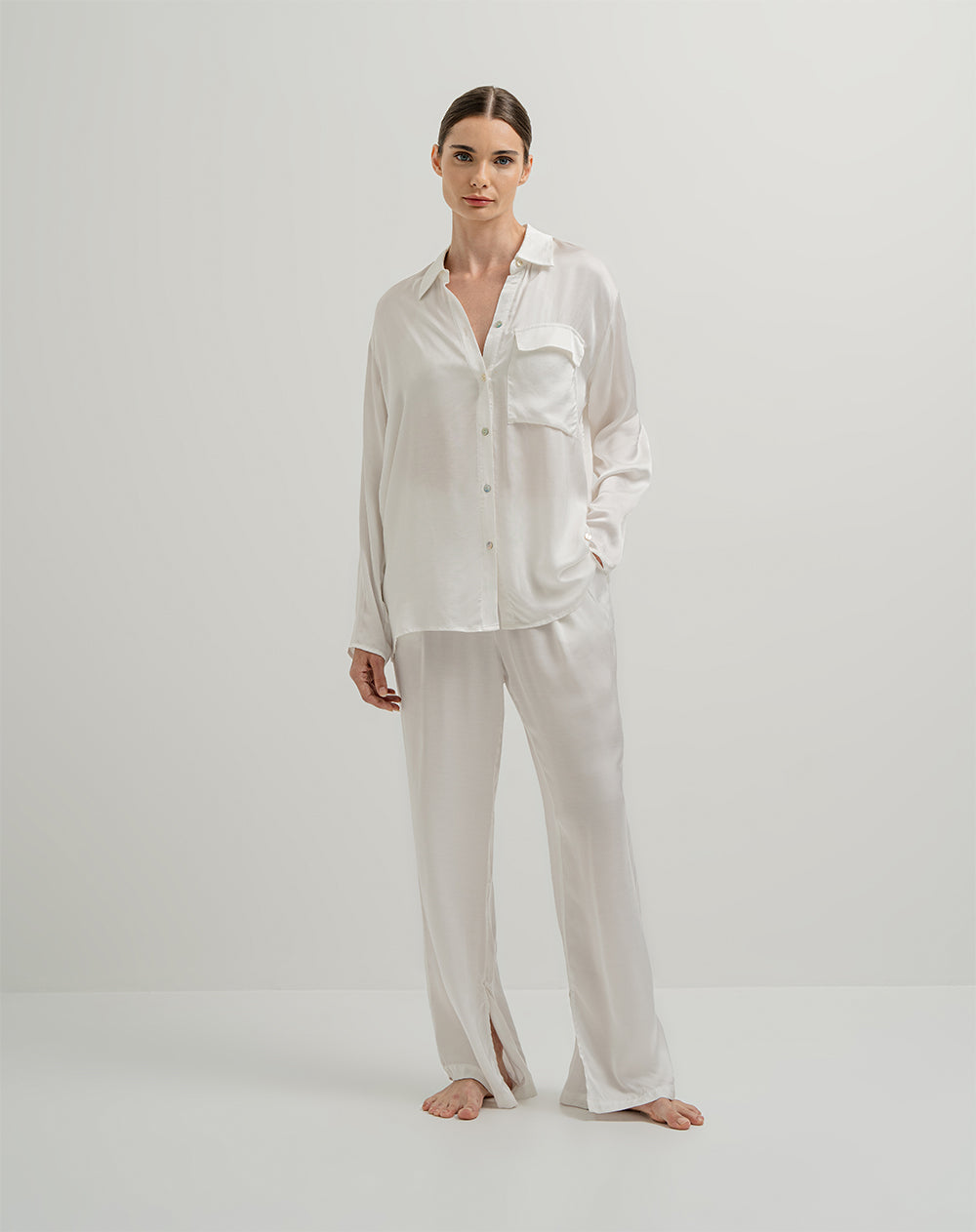 Camisa de pijama mujer satín vainilla