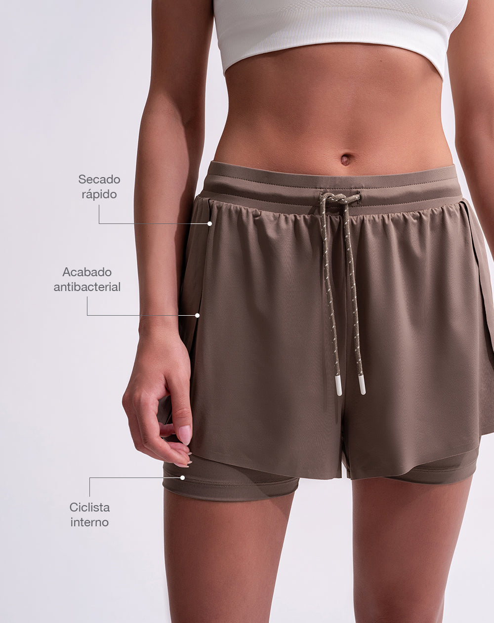 Short deportivo ciclista interno café mujer