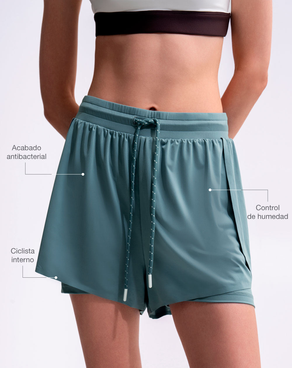 Short deportivo ciclista interno gris verdoso mujer