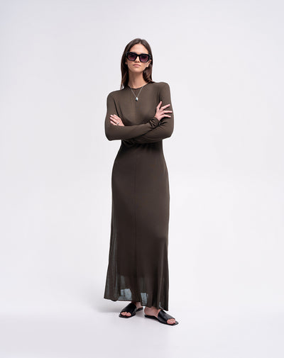 Vestido largo cafe