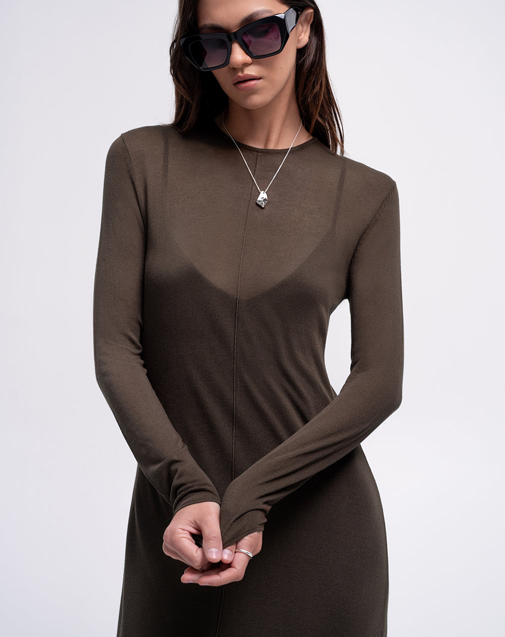 Vestido largo cafe