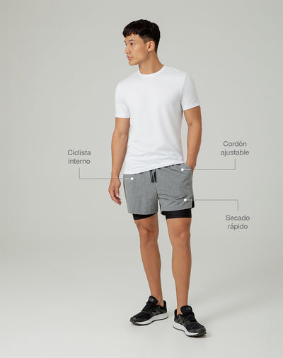 Pantaloneta deportiva ciclista interno gris hombre
