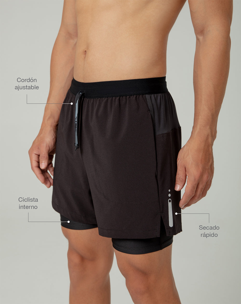 Pantaloneta deportiva ciclista interno negra hombre
