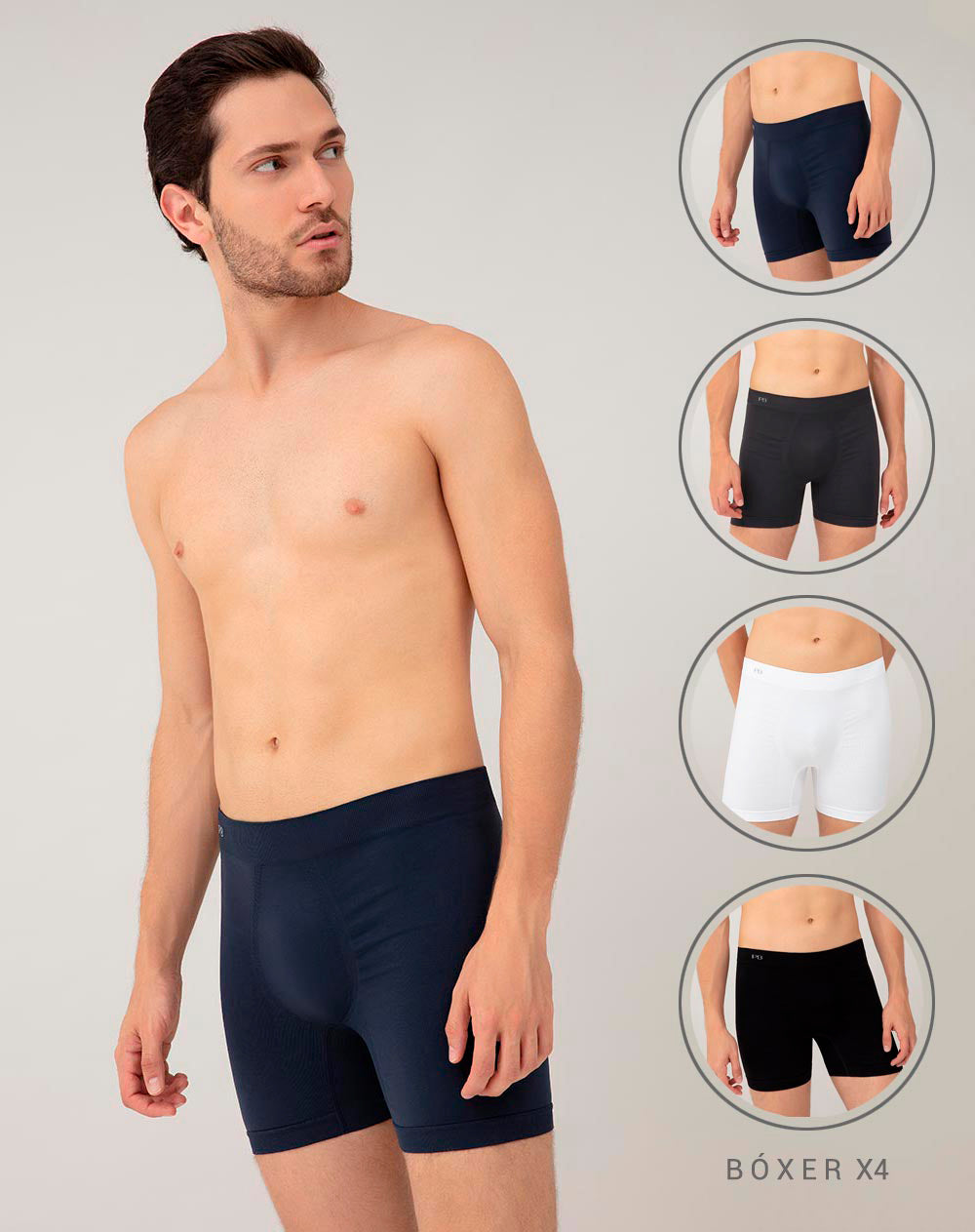 Bóxer deportivo medio seamless sin costura x4unds surtido