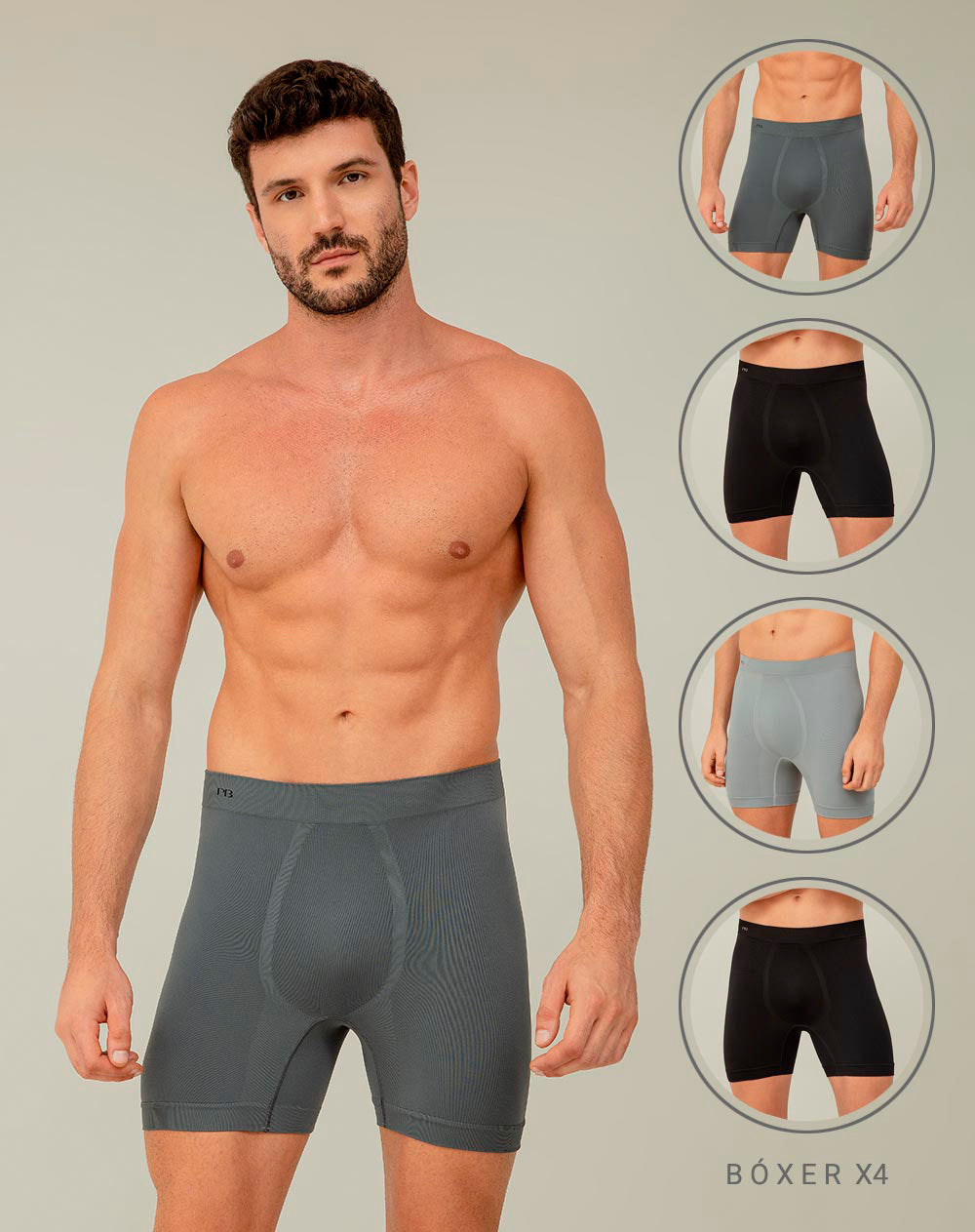 Bóxer deportivo medio seamless sin costura x4unds surtido