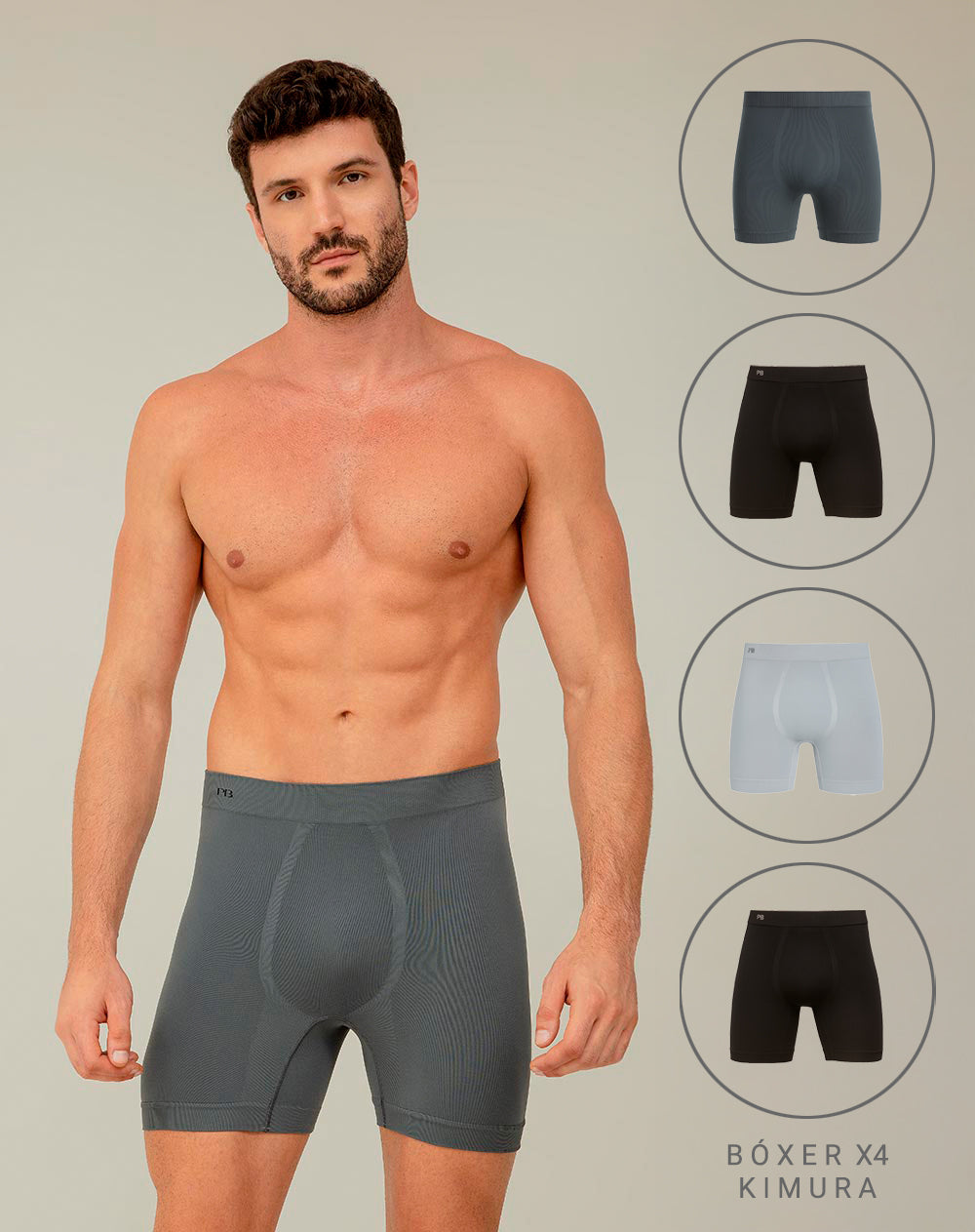 Bóxer deportivo largo seamless x4unds surtido