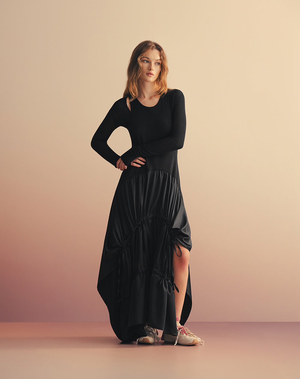 Vestido maxi + buzo crop tejido de punto Ana Beliza