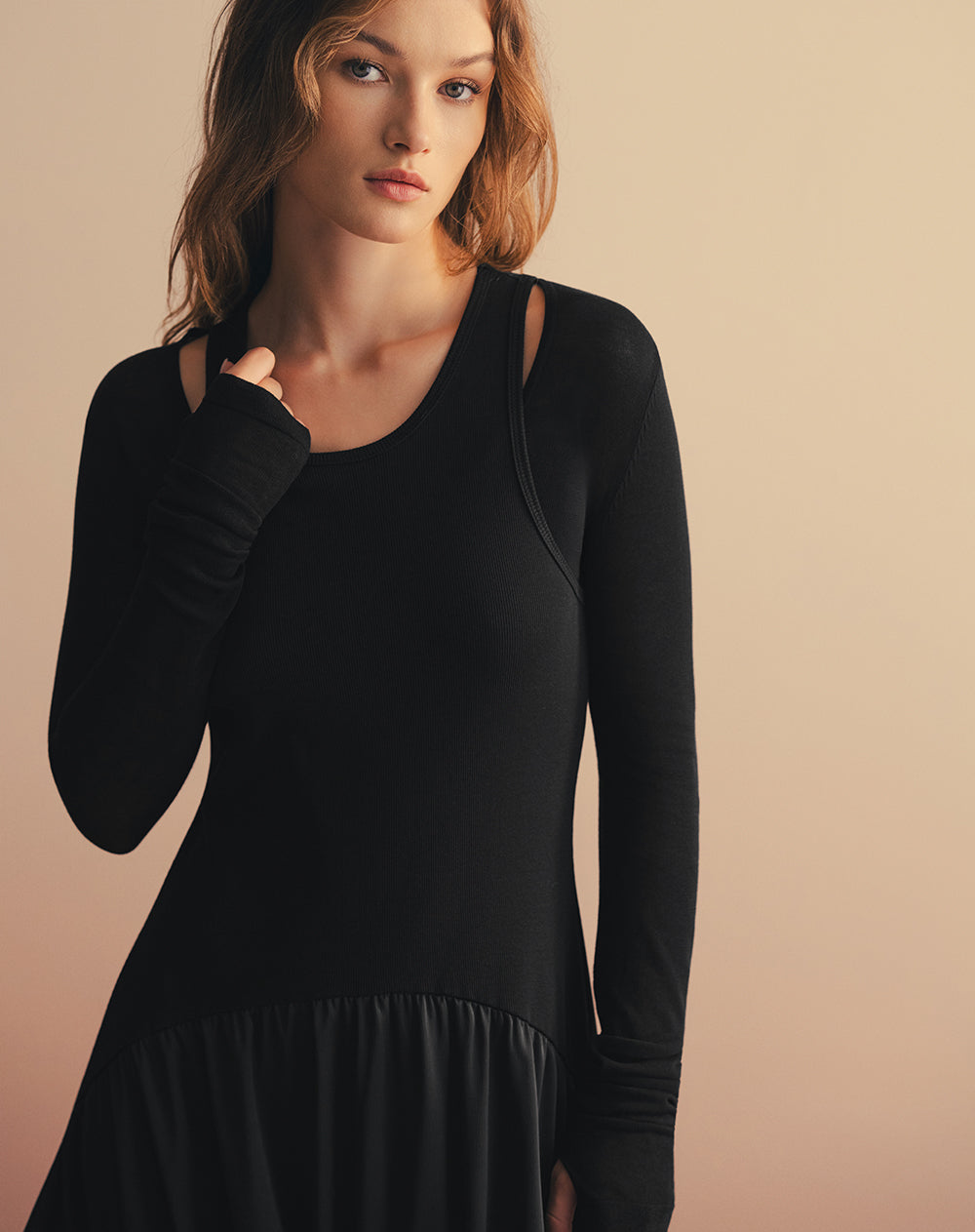 Vestido maxi + buzo crop tejido de punto Ana Beliza