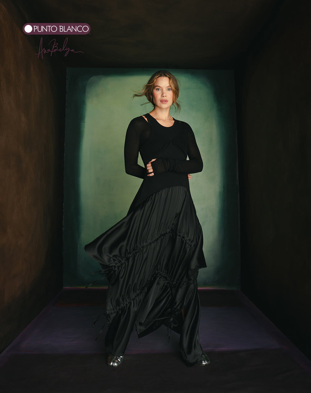 Vestido maxi + buzo crop tejido de punto Ana Beliza