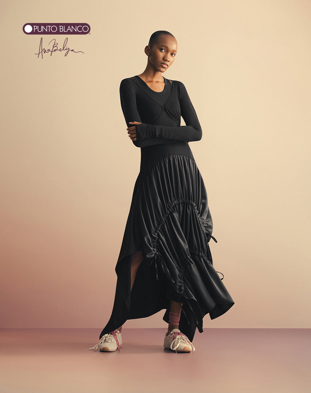 Vestido maxi + buzo crop tejido de punto Ana Beliza