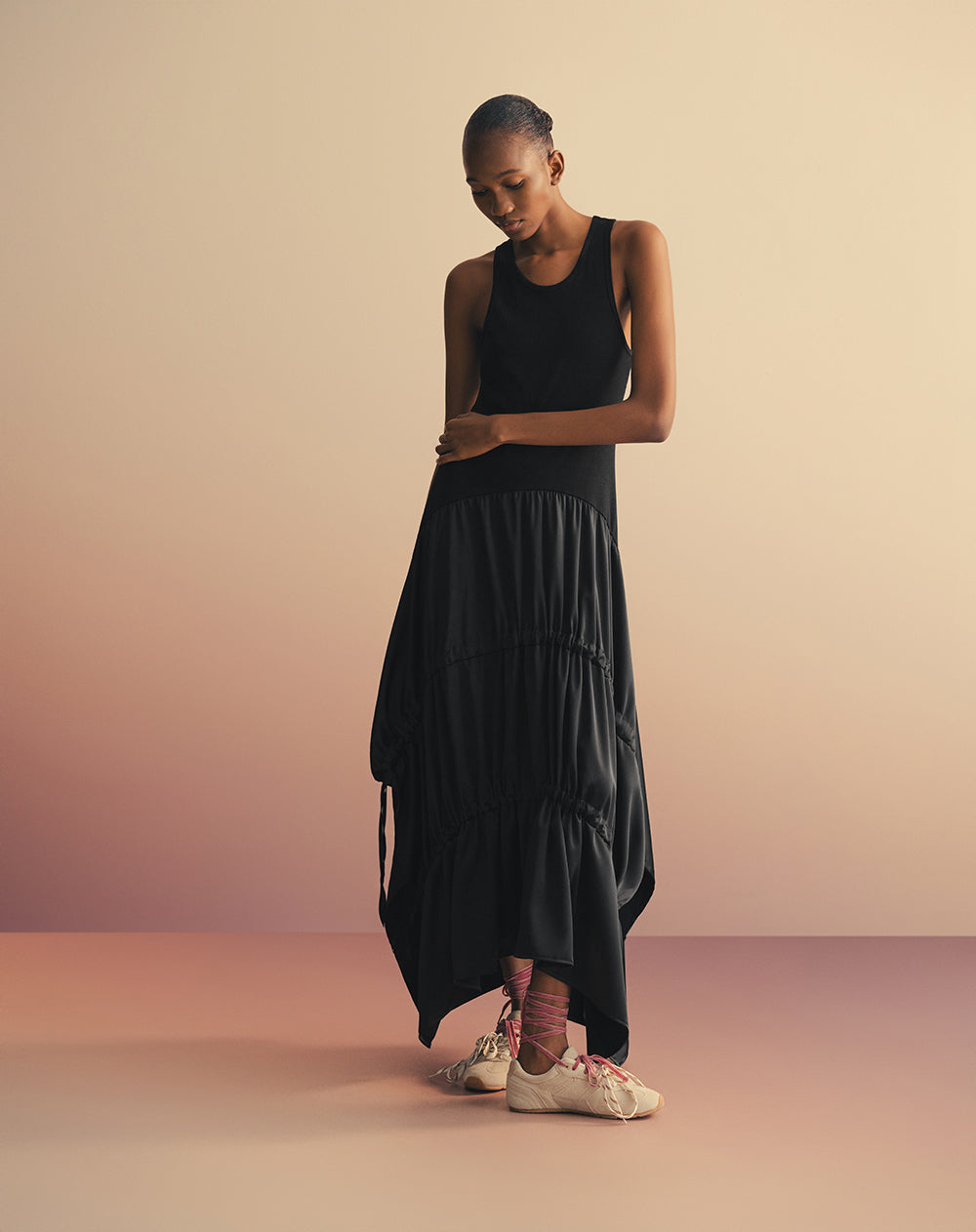 Vestido maxi + buzo crop tejido de punto Ana Beliza