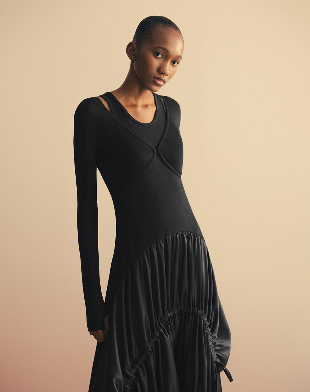 Vestido maxi + buzo crop tejido de punto Ana Beliza