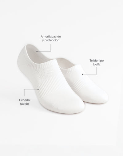 Medias deportivas mujer tobilleras cortas acolchadas blancas