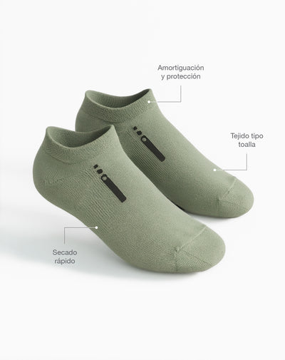Medias deportivas mujer tobillera secado rápido verdes