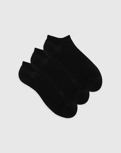Medias deportivas para mujer tobilleras cortas alcolchadas pack x3unds negras