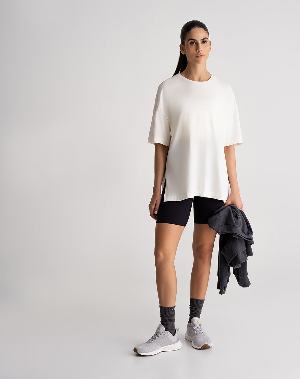 Camiseta oversized fit manga corta habana