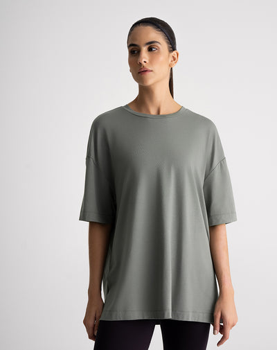 Camiseta oversized fit manga corta verde
