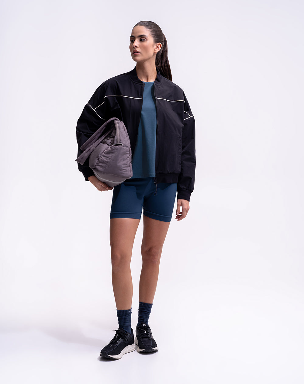 Camiseta deportiva control humedad azul mujer