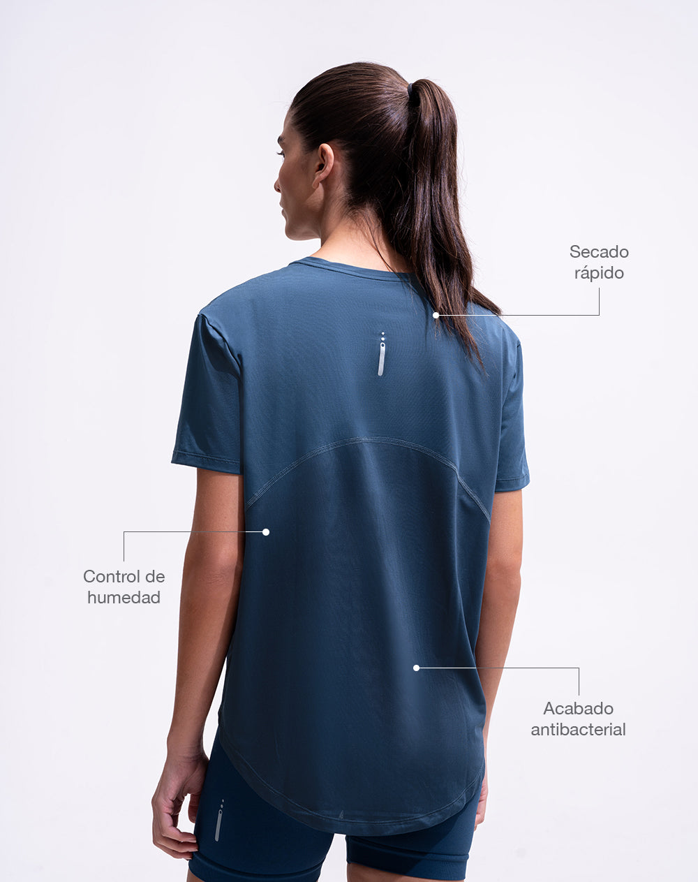 Camiseta deportiva control humedad azul mujer