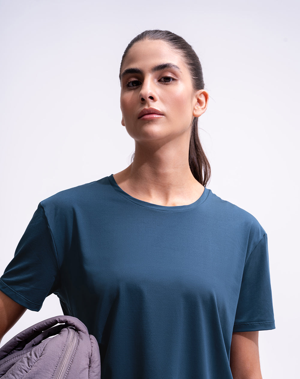 Camiseta deportiva control humedad azul mujer