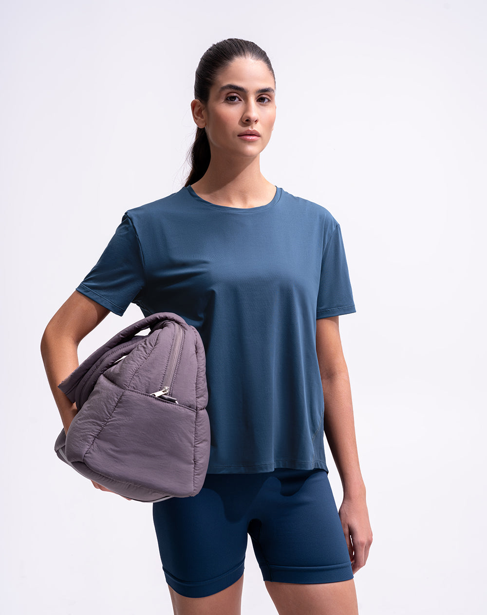 Camiseta deportiva control humedad azul mujer