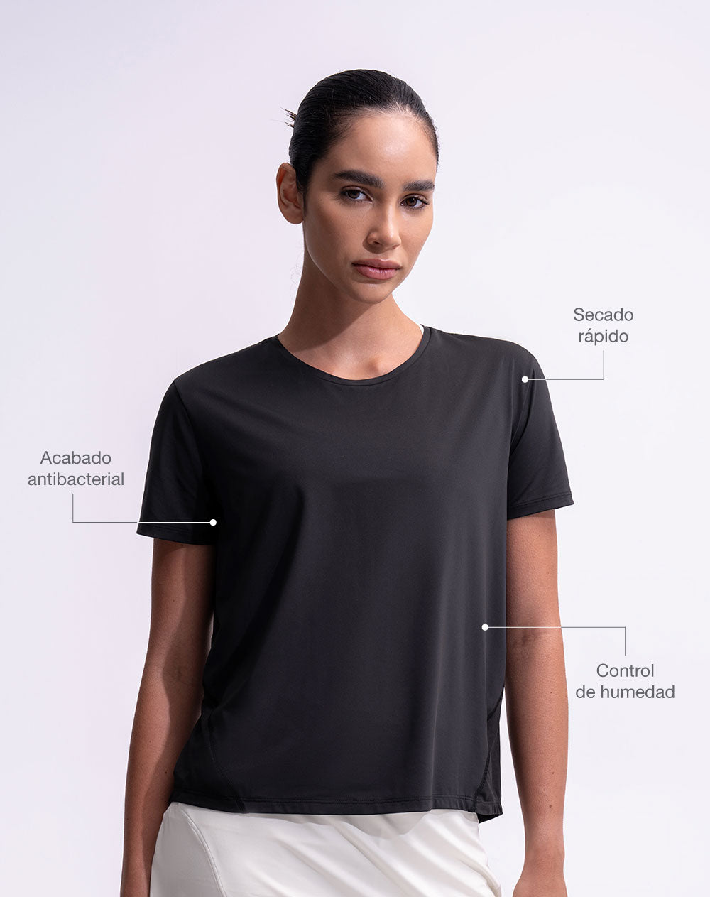 Camiseta deportiva control humedad negra mujer