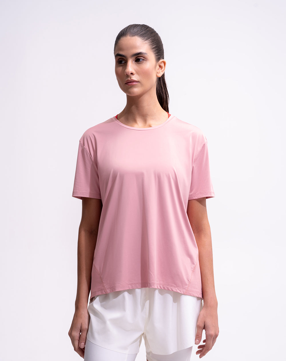 Camiseta deportiva control humedad rosada mujer
