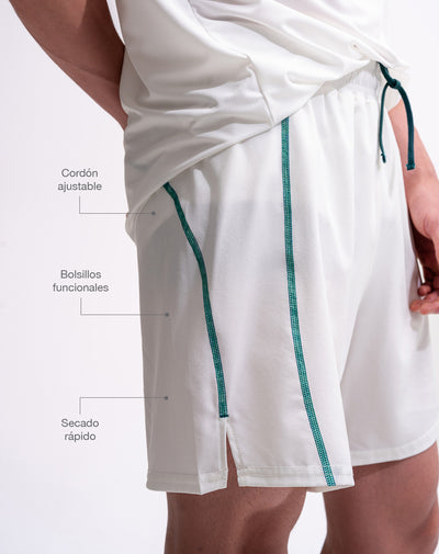 Pantaloneta deportiva secado rápido blanca hombre