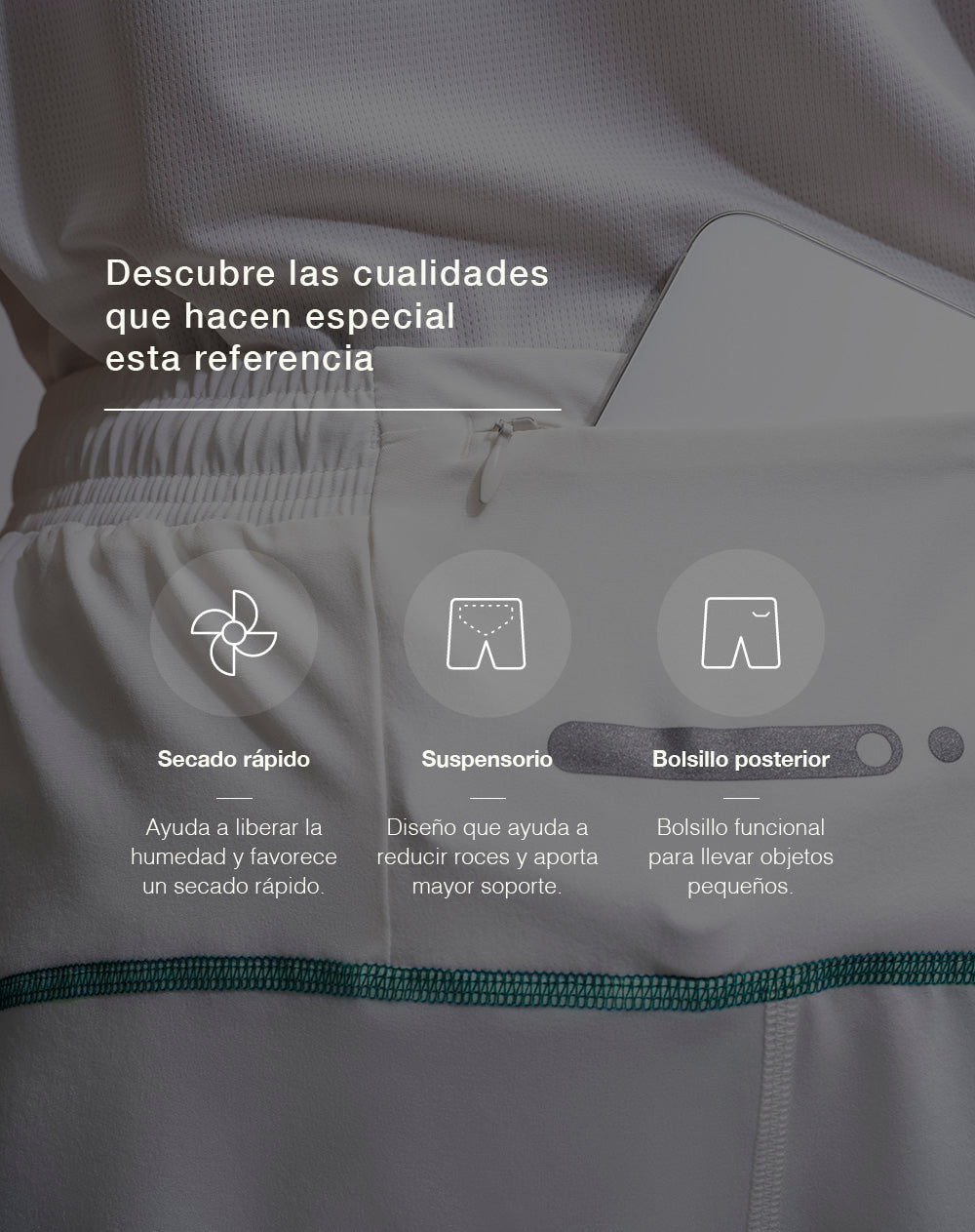 Pantaloneta deportiva secado rápido blanca hombre