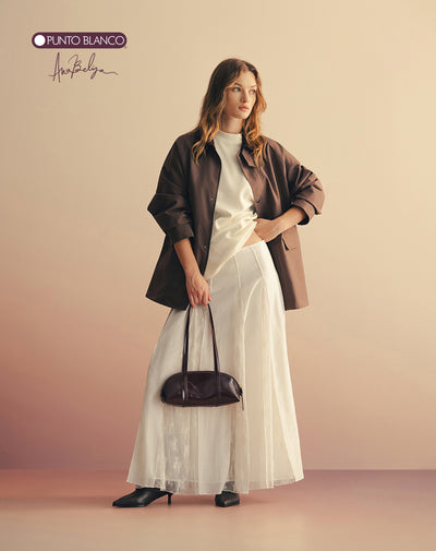 Falda larga tiro alto con encaje Ana Beliza