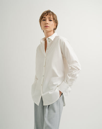 Camisa manga larga oversize algodón crudo mujer