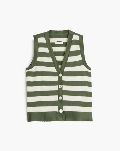 Chaleco regular fit sin capucha verde rayas