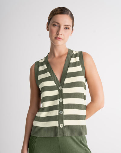 Chaleco confort tejido de punto rayas