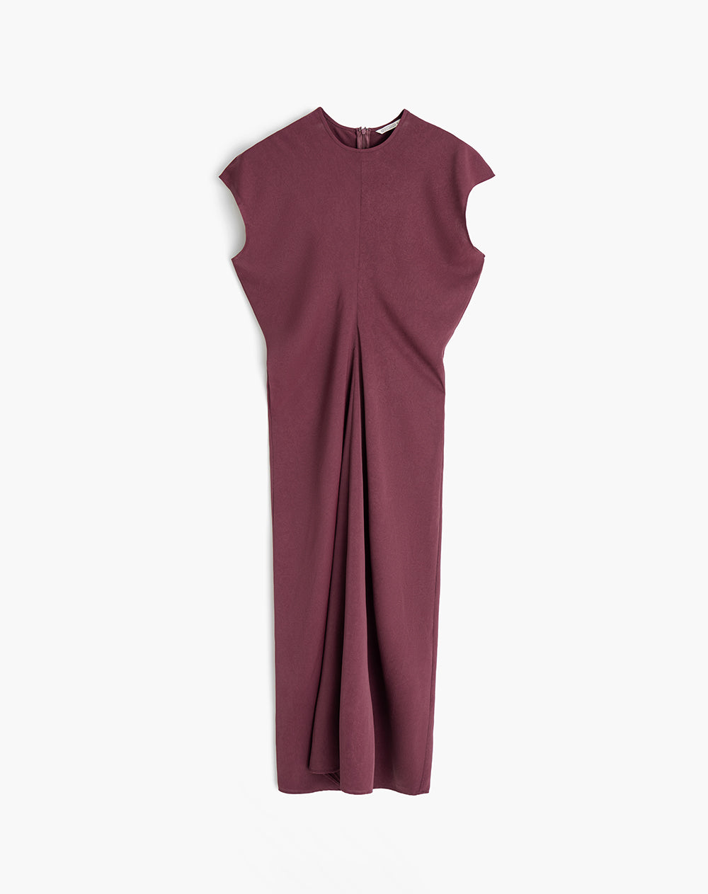 Vestido midi drapeado vino tinto mujer
