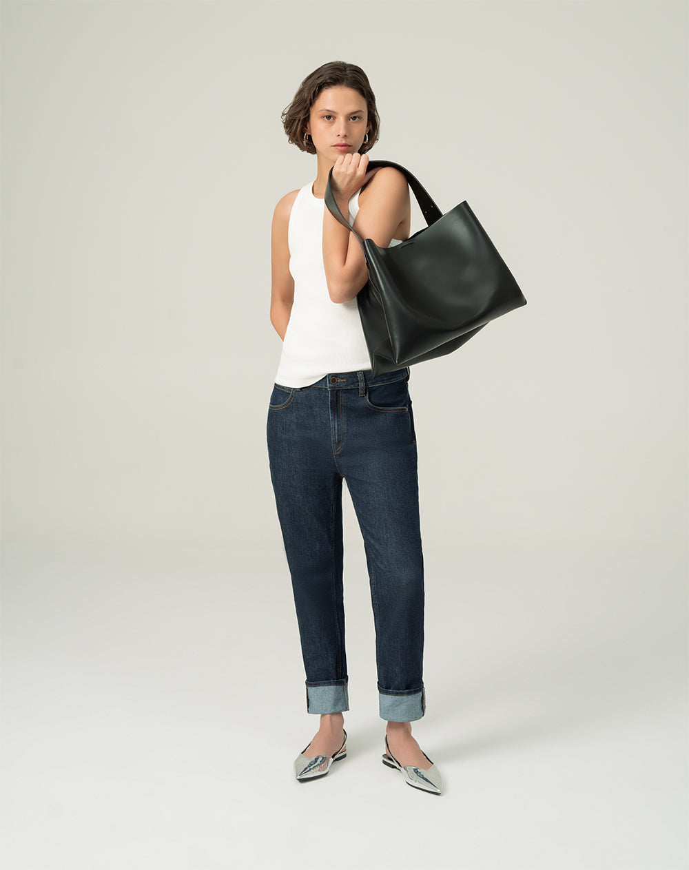 Jean mom fit tiro medio 5 bolsillos azul indigo para mujer