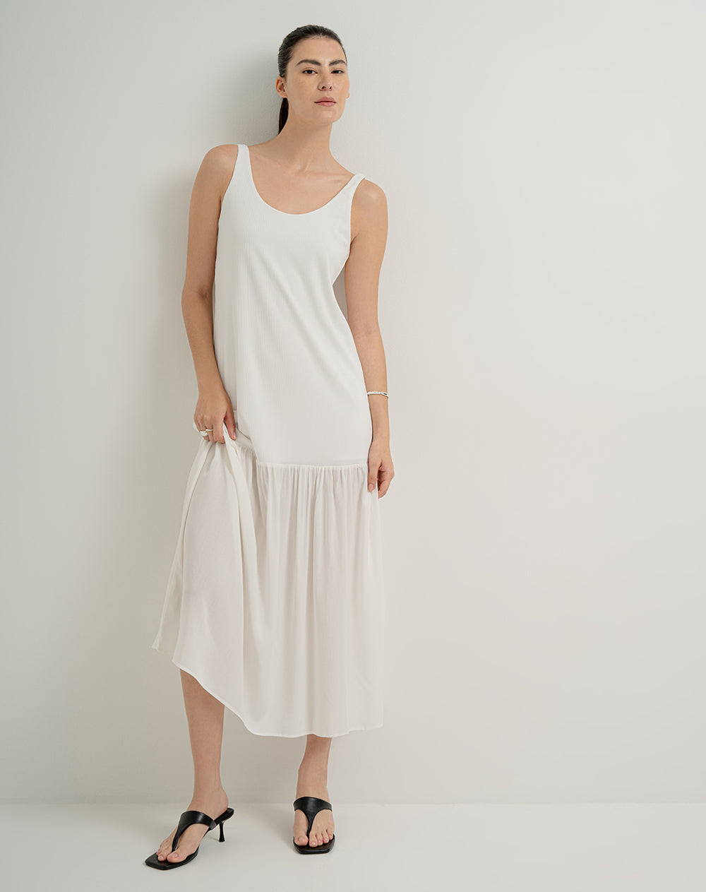 Vestido midi crudo mujer