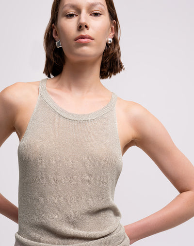 Blusa regular tejida acabado brillo habana mujer