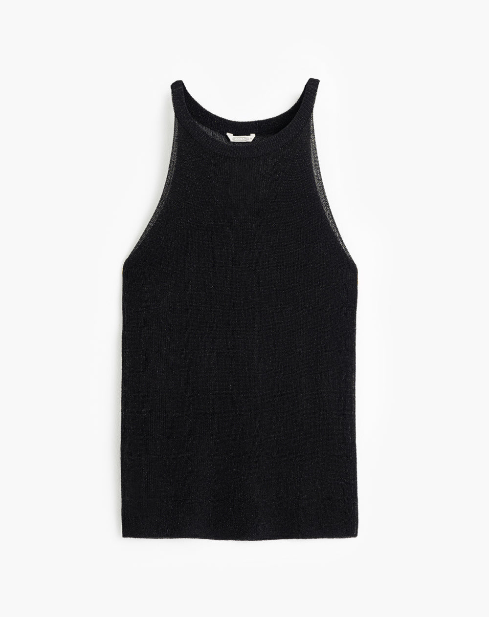Blusa ajustada tejida acabado brillo negra mujer