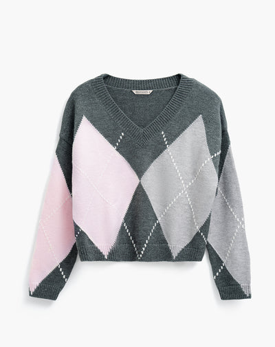 Suéter oversized gris mujer