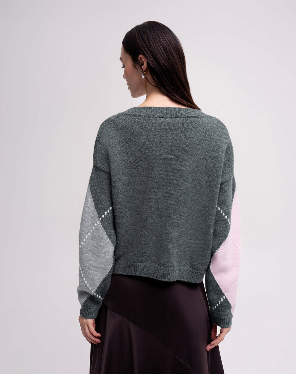 Suéter oversized gris mujer