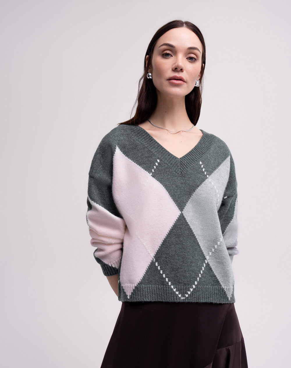 Suéter oversize gris mujer