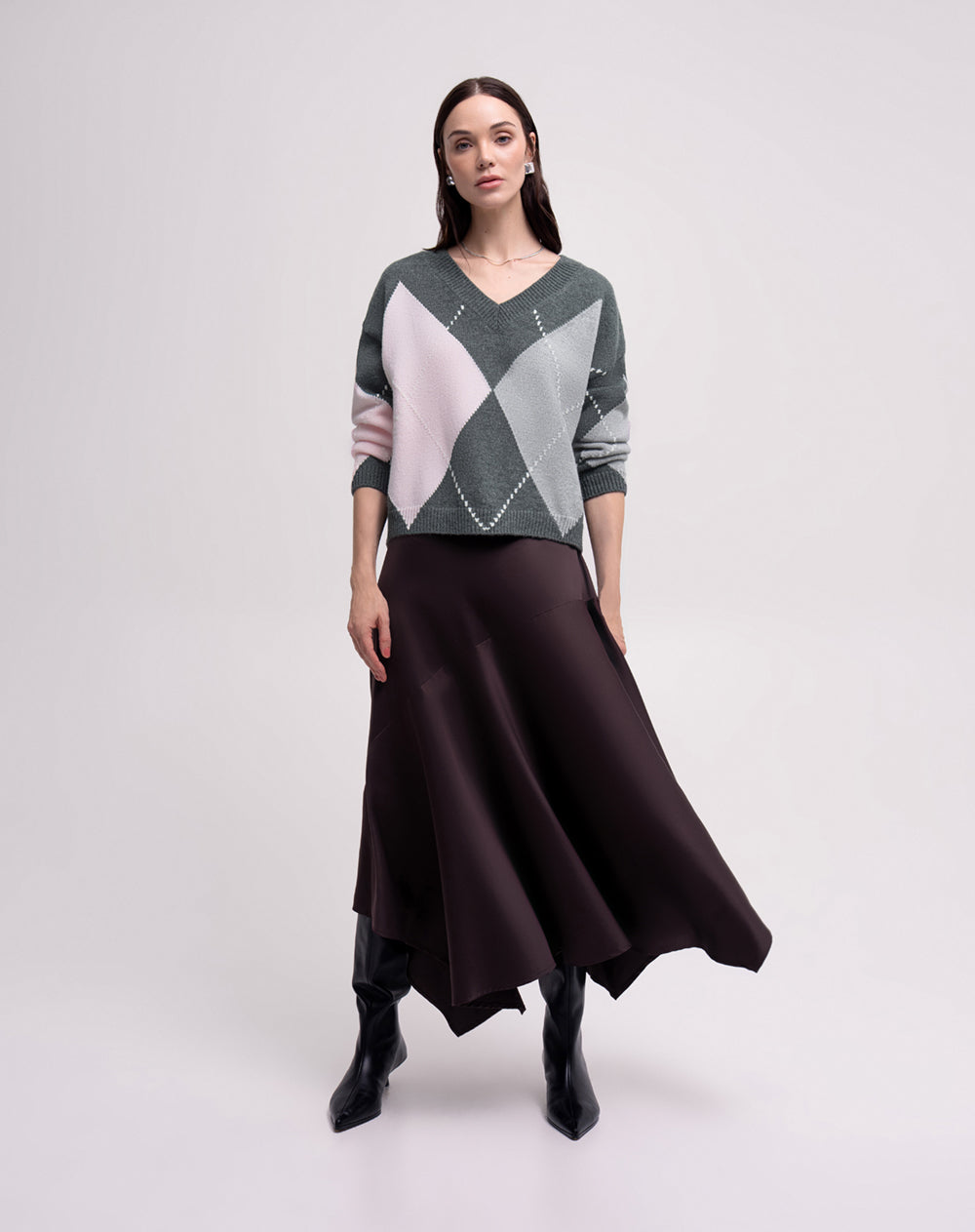 Suéter oversize gris mujer