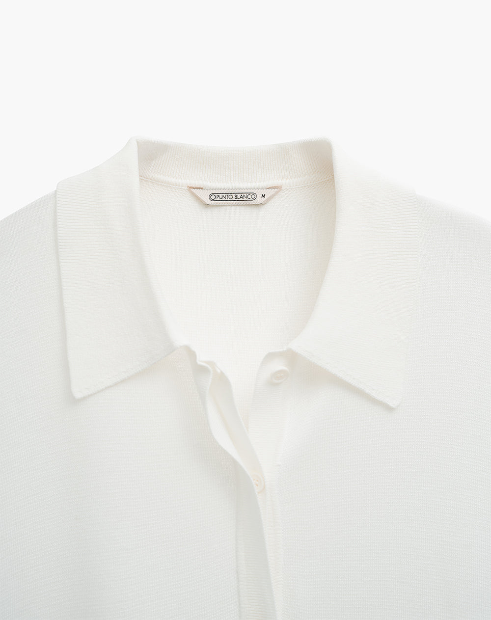 Polo regular tejido de punto crema mujer