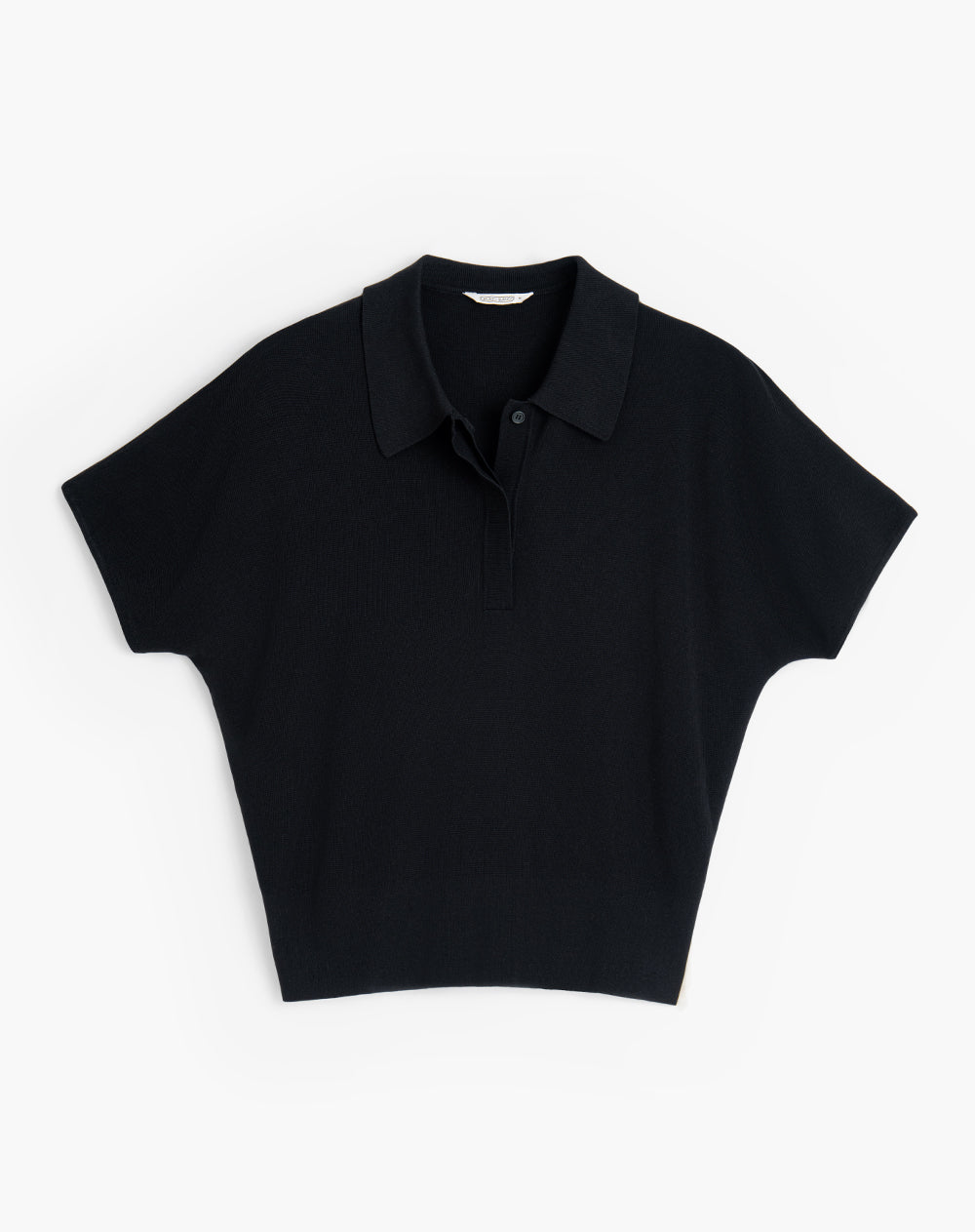 Polo regular tejido de punto negra mujer