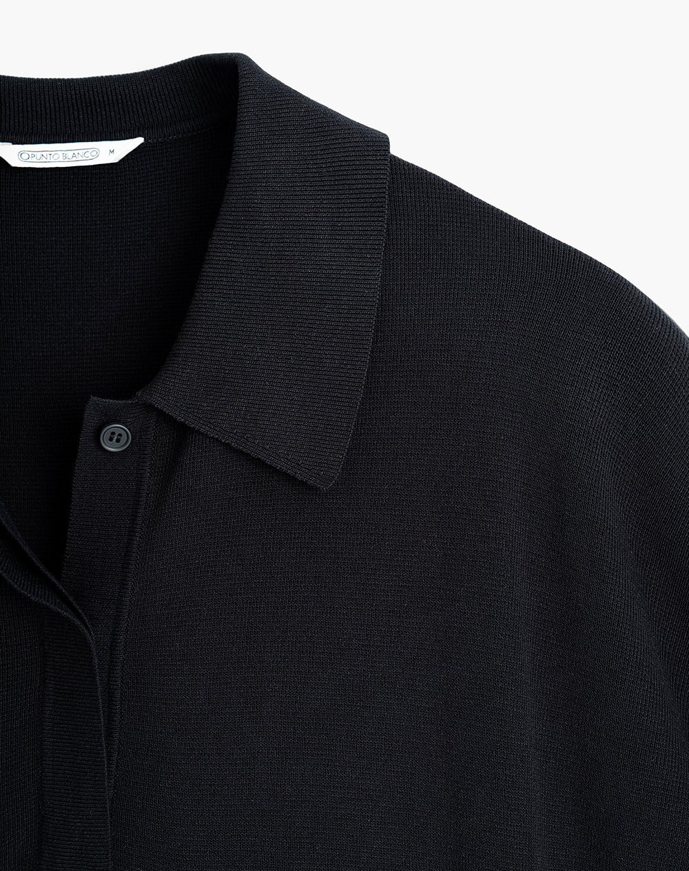 Polo regular tejido de punto negra mujer