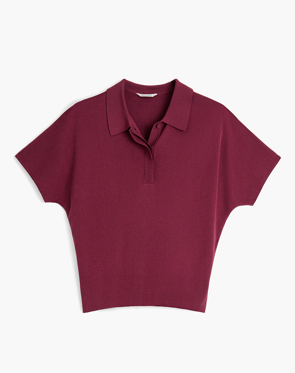 Polo regular tejido de punto vinotinto mujer