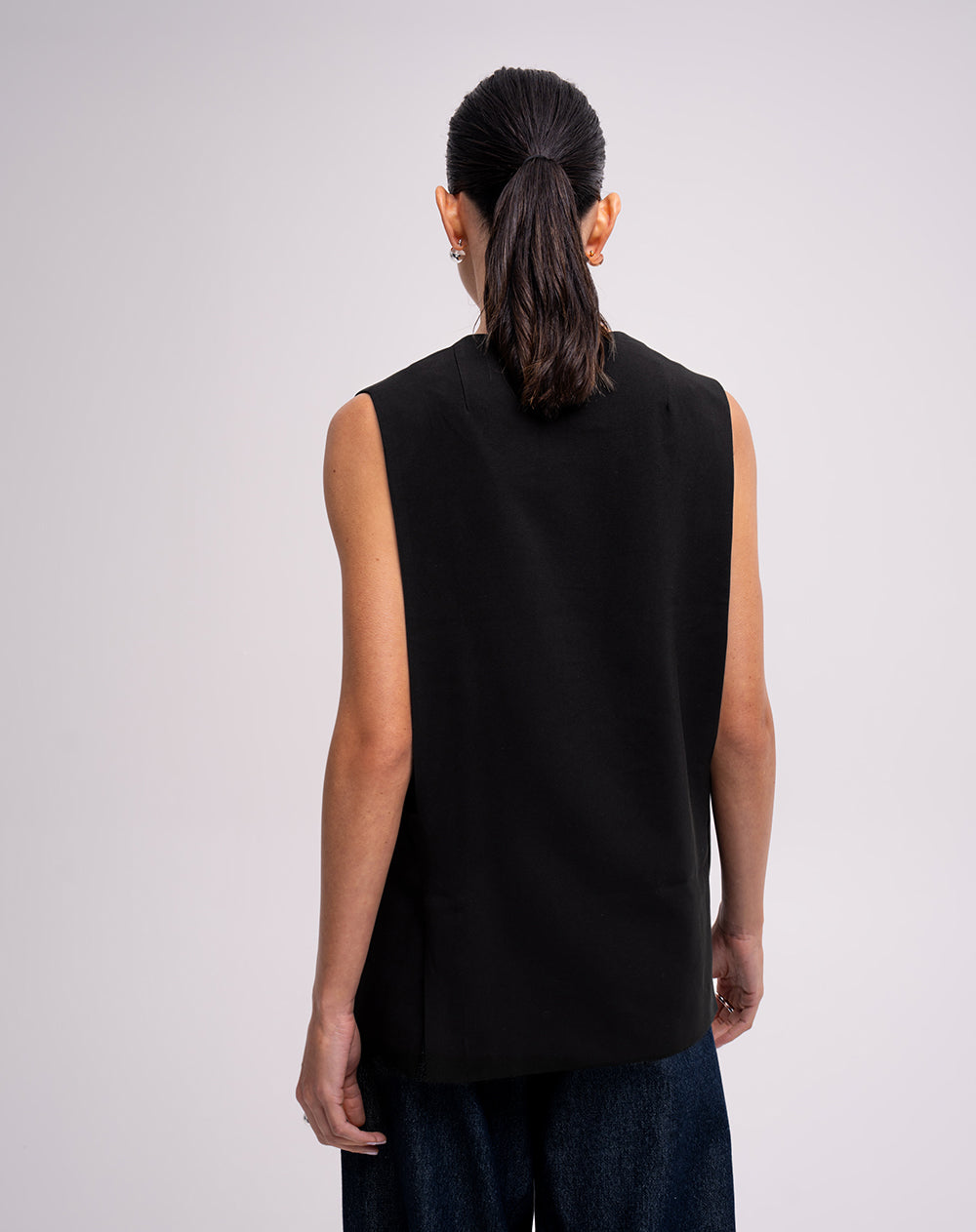Chaleco tipo sastre oversize negro mujer
