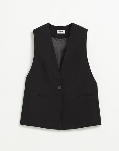 Chaleco tipo sastre oversize negro mujer